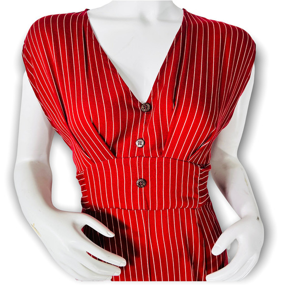 Cotton-on jenny stripe garnet delilah deep v-Neck jumpsuit - Picture 4 of 11